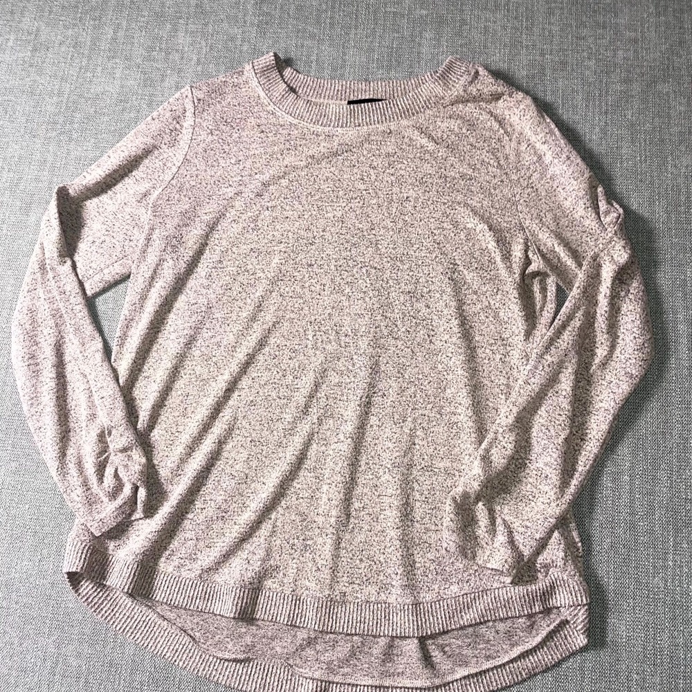 Fortune + Ivy Sweater Womens Large Heather Gray Tight Knit Ribbed Trim Casual